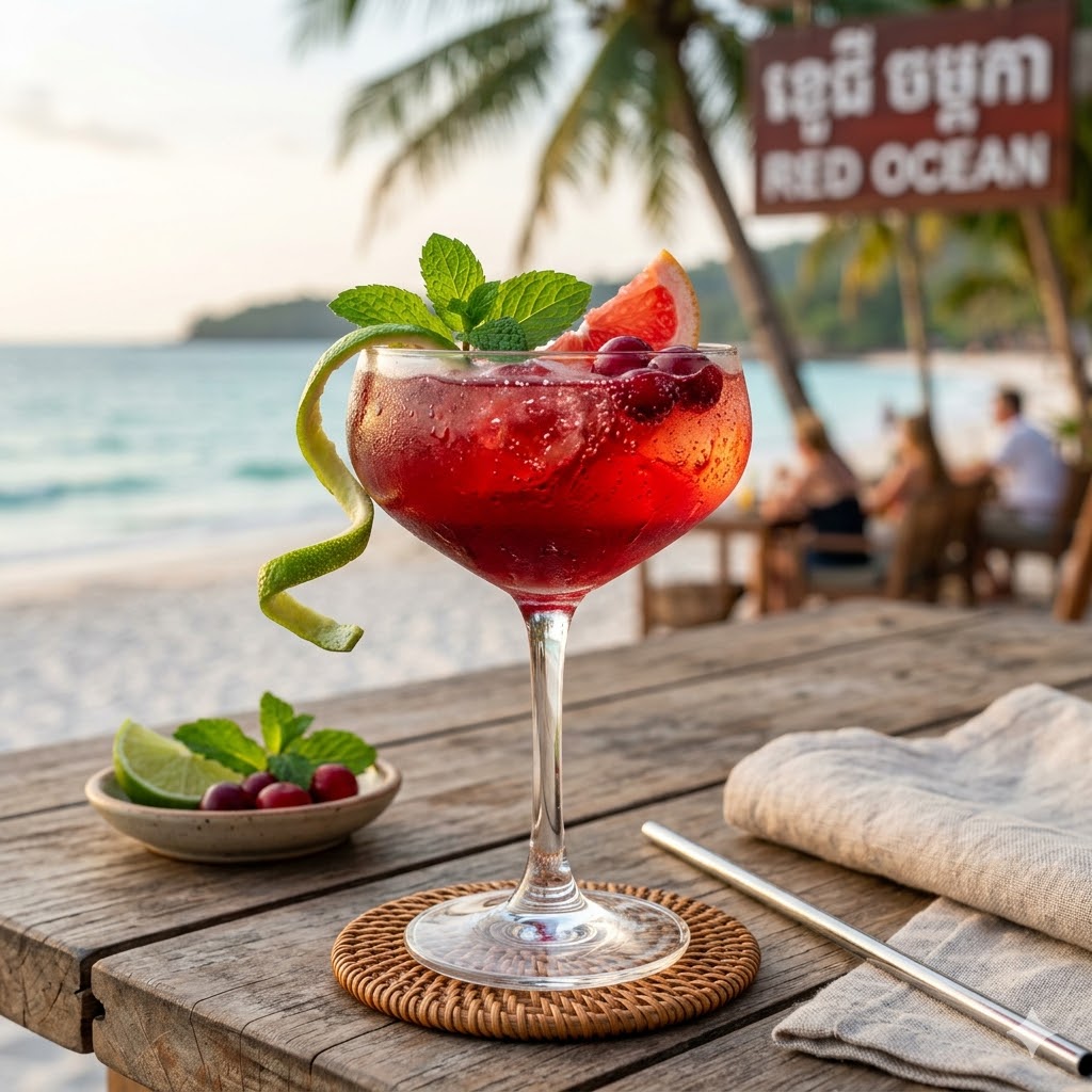 Red Ocean raspberry mango soda